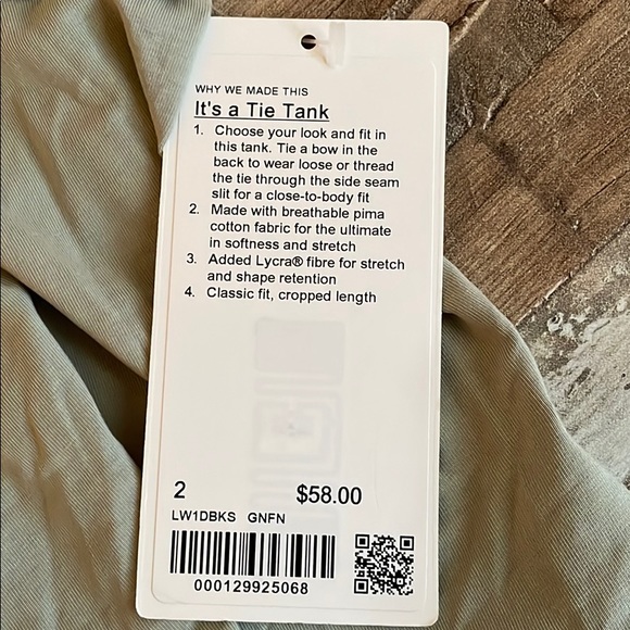 Lululemon It’s A Tie Tank Size 2 - Picture 2 of 4